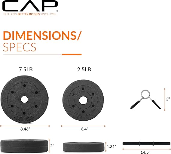 CAP Barbell 40-Pound Adjustable Cement Dumbbell Set – Versatile Vinyl Coated Weights for Home Gym Excellence - Image 2