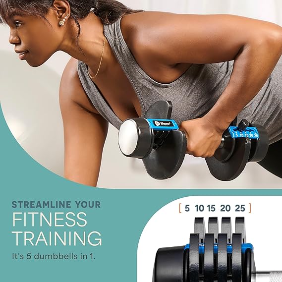 Lifepro Adjustable Dumbbells - 15Lb 25Lb 43Lb 55Lb 90Lb 6in1 Dumbbells Adjustable Weight, Compact Quick Adjustable Dumbbells set/single for Full Body Exercise & Fitness Home Gym - Image 4