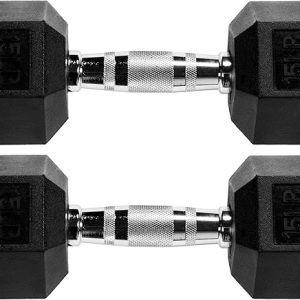 Rubber Encased Hex Dumbbell, Multiple Sizes