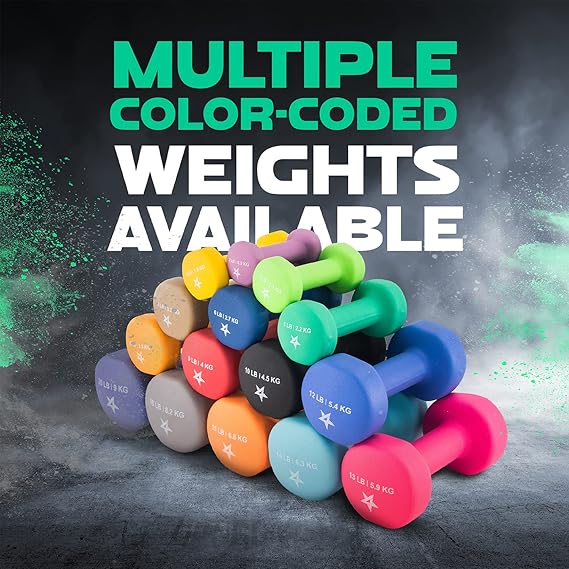 Yes4All Neoprene Coated Dumbbell Hand Weight Sets of 2 - Multiple Weight Options with 15 Colors, Anti-roll, Anti-Slip, Hexagon Shape - Image 2