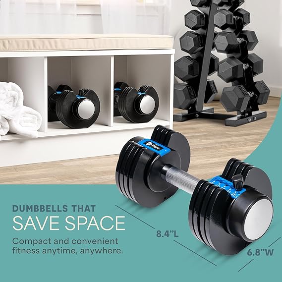 Lifepro Adjustable Dumbbells - 15Lb 25Lb 43Lb 55Lb 90Lb 6in1 Dumbbells Adjustable Weight, Compact Quick Adjustable Dumbbells set/single for Full Body Exercise & Fitness Home Gym - Image 2