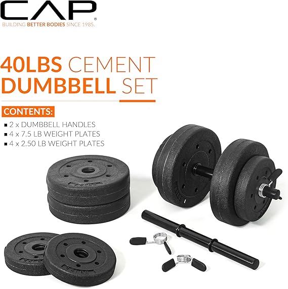 CAP Barbell 40-Pound Adjustable Cement Dumbbell Set – Versatile Vinyl Coated Weights for Home Gym Excellence - Image 4